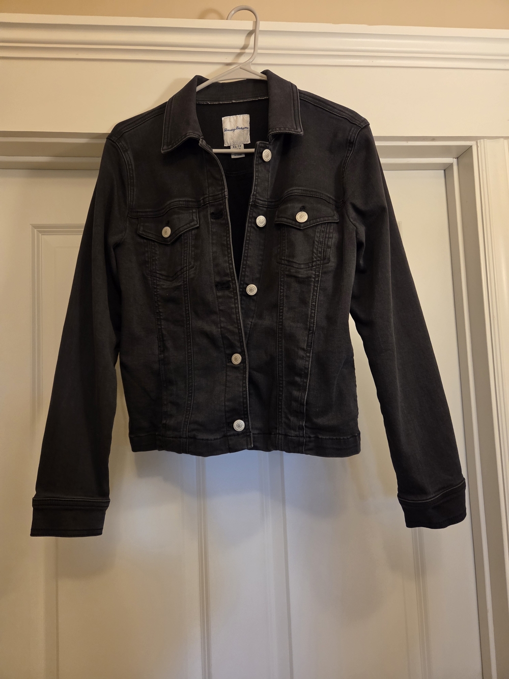 Tommy Bahama Black Denim Stretch Jean Jacket with Button Front